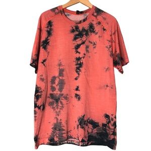Lululemon Metal Vent Tech Short Sleeve Shirt Marble Dye Orange Red Men's Large